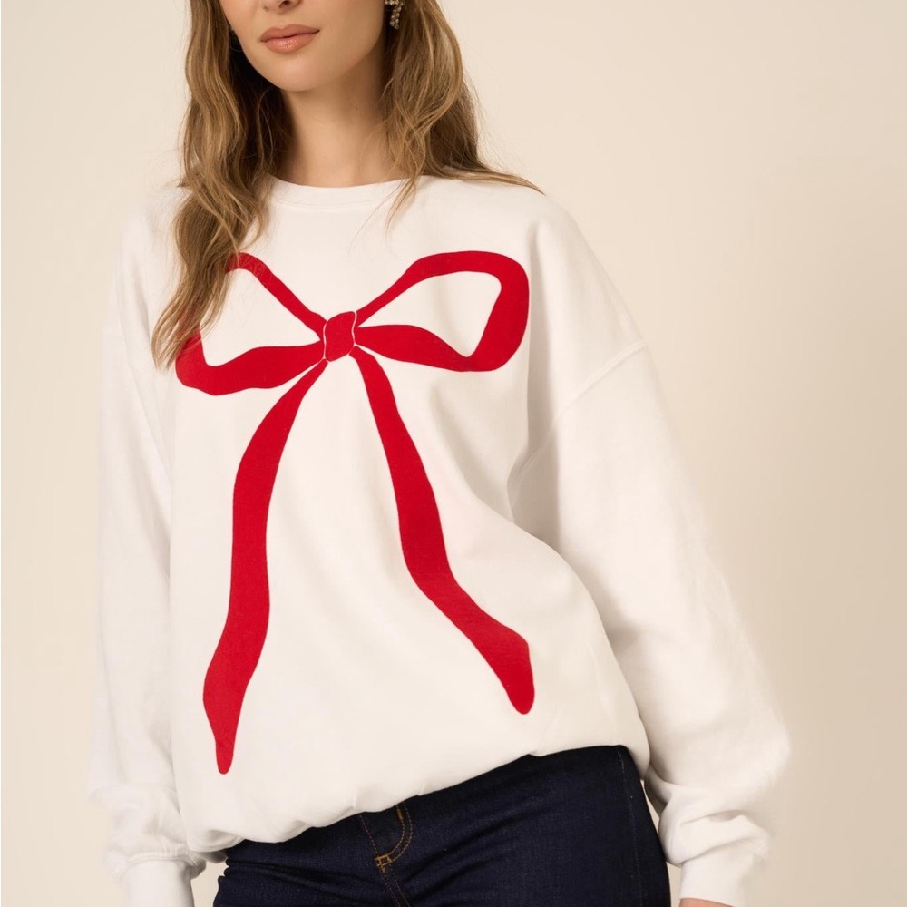 Project Social T NWT  Flocked Bow Sweatshir  Boutique